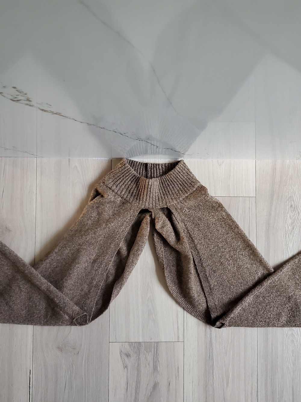 Current Air Sweater Shrug Large Heathered Brown Knit Long Sleeve Turtleneck